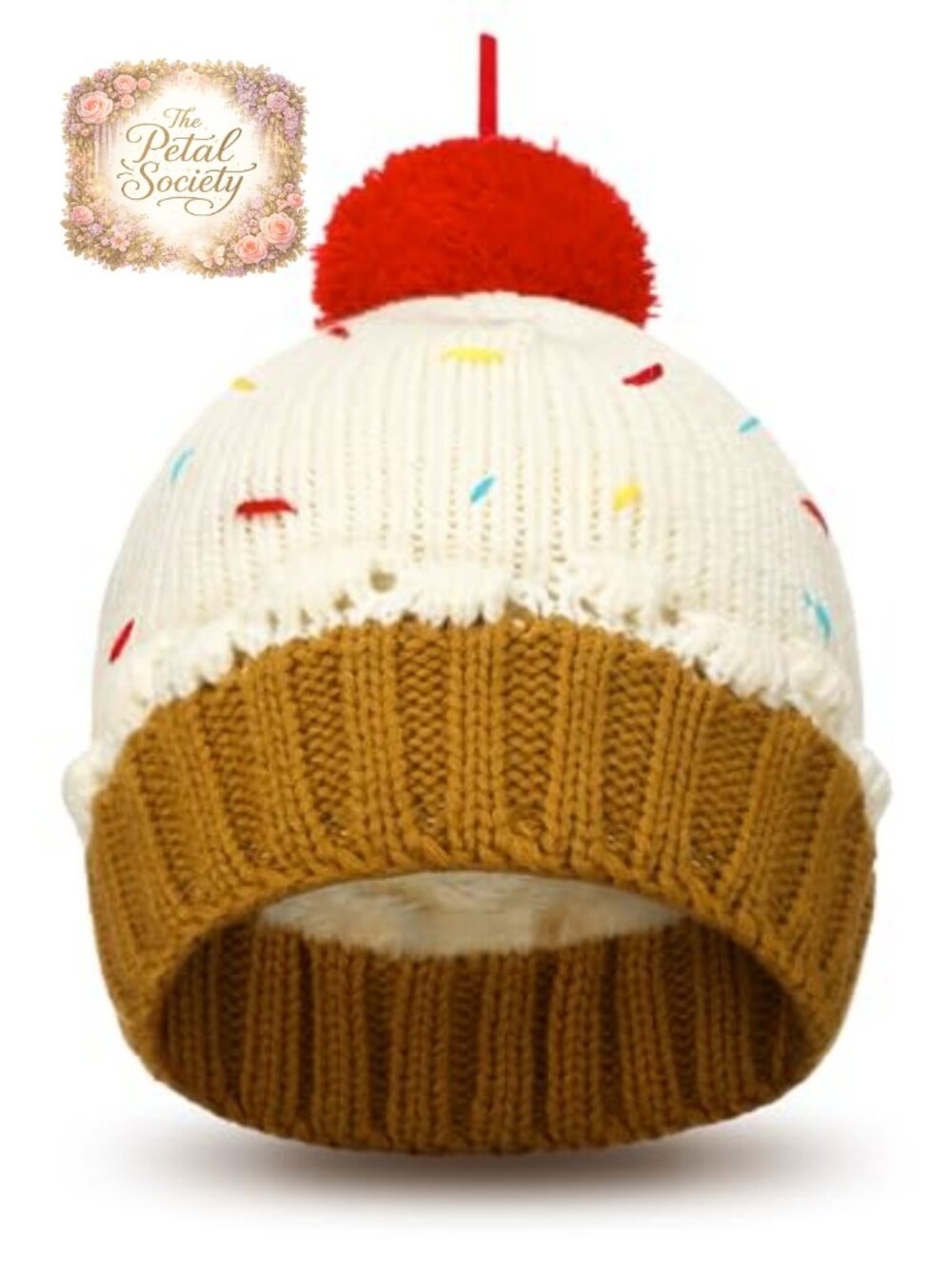 Women's Christmas Cupcake Beanie Hat Acrylic Pompom Winter Warm Knit